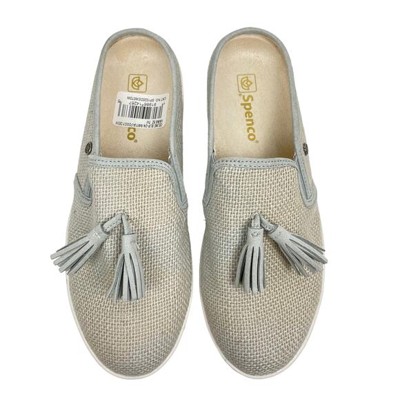 Spenco | 7D Celine Gray Textured Rafia Orthotic Clogs Slip On Shoes - Picture 6 of 13